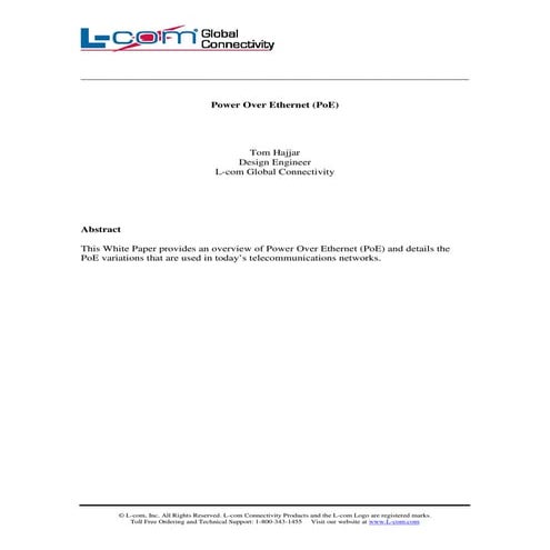Power Over Ethernet (PoE) | Explained & Why You Need It | PDF
