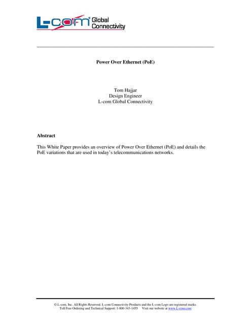 Power Over Ethernet (PoE) | Explained & Why You Need It | PDF