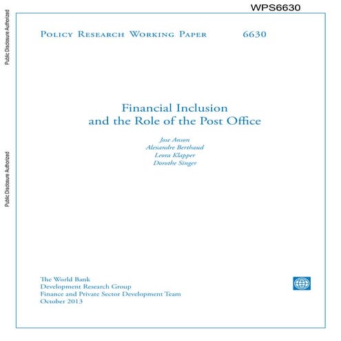 Financial Inclusion and the Role of the Post Office