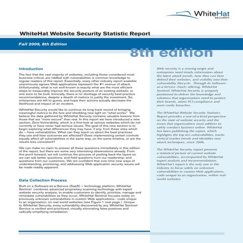WhiteHat Security 8th Website Security Statistics Report