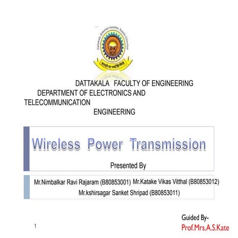 Wireless power transfer seminar ppt | PPTX
