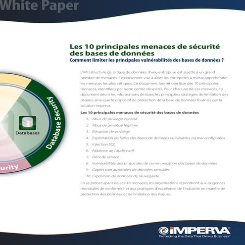 Les 10 principales menaces de sécurité des bases de données