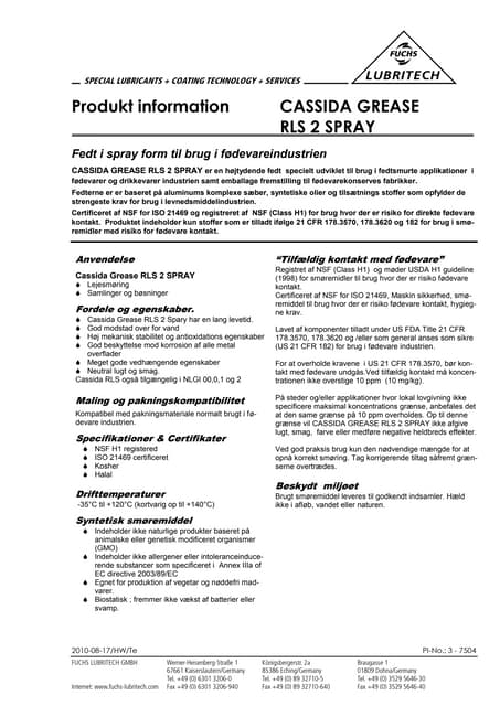 Tds cassida grease hts 2 dk | PDF