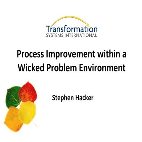“Process Improvement within a Wicked Problem Environment” by Stephen Hacker (...