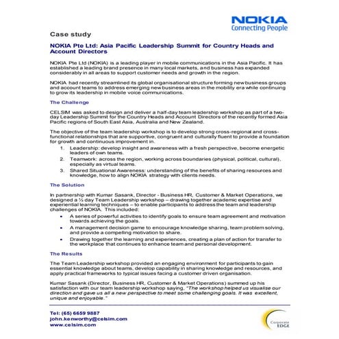Nokia asia pacific leadership summit