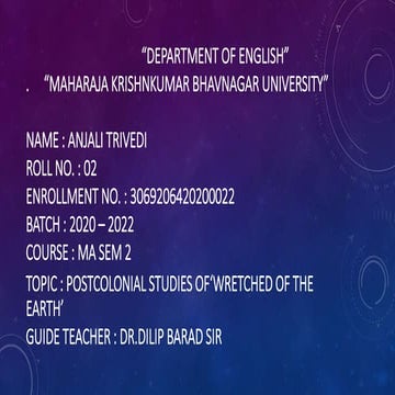 Wretched of the earth as post colonial studies