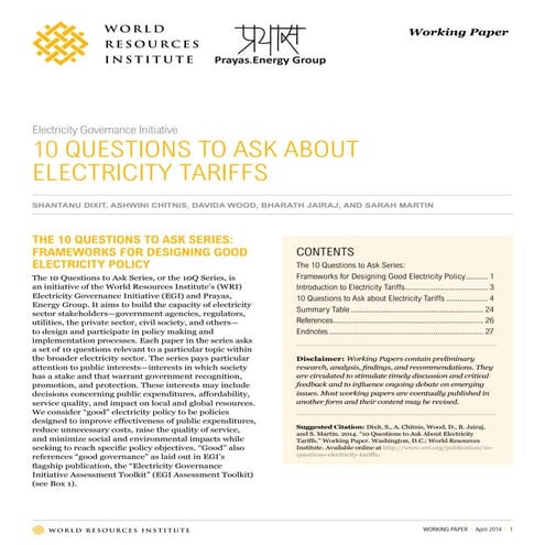 10 QUESTIONS TO ASK ABOUT  ELECTRICITY TARIFFS