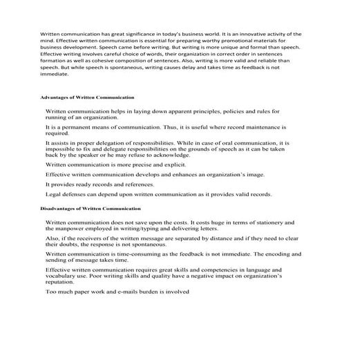 Wriiten communiaction