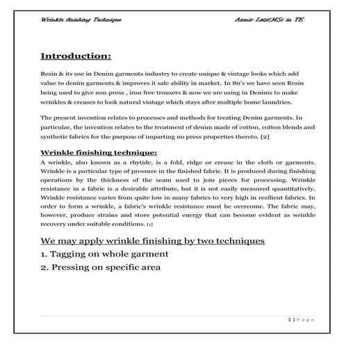 Wrinkle Finishing Technique