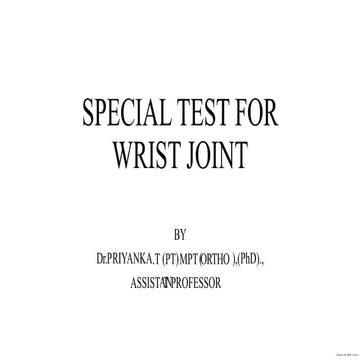 Comprehensive Guide to Special Tests for Hand and Wrist Conditions | PPTX