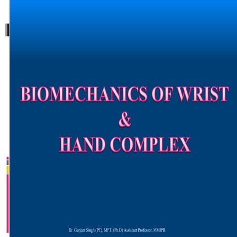 Biomechanics of Wrist and Hand Complex- Dr Gurjant Singh (PT)