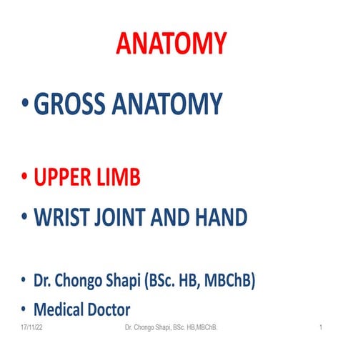 Wrist Joint: Anatomy, BioMechinics, Presentation. | PPTX