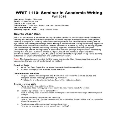 Writ 1110 syllabus-chiarelott-fall2019