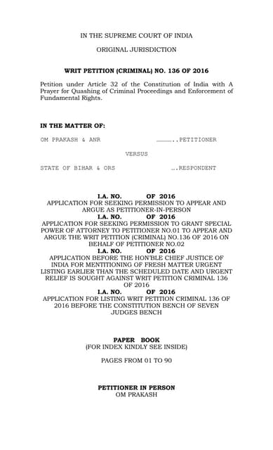 High Court Chandigarh Writ Petition Drafting | PDF
