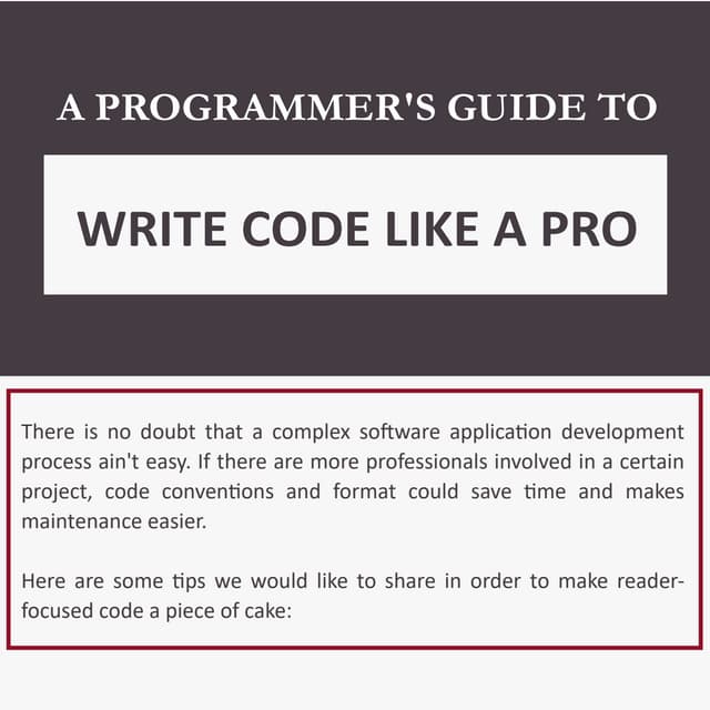 A programmer's guide to write code like a pro [Infographic]