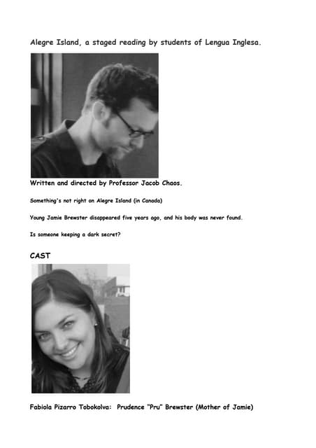 Alegre Island, a staged reading by students of Lengua Inglesa.