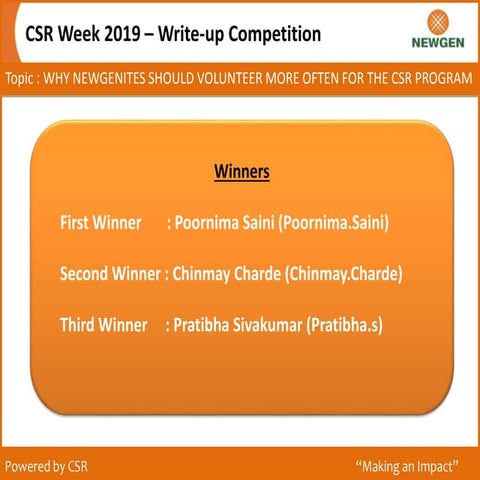 CSR Week: Write up competition