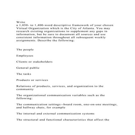 Write a 1,050- to 1,400-word descriptive framework of your cho.docx