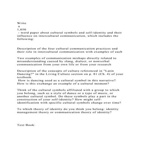 Write a 1,050 - word paper about cultural symbols and self.docx