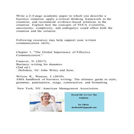 Write a 2 4-page academic paper in which you describe a business sit | DOCX