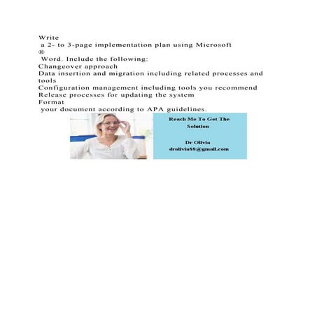 Write a 2- to 3-page implementation plan using Microsoft® Word.docx