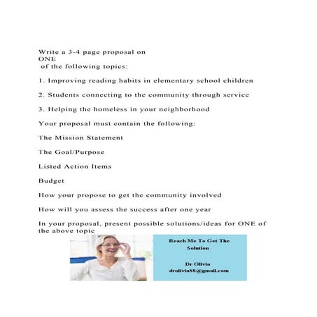 Write a 3-4 page proposal on ONE of the following topics.docx