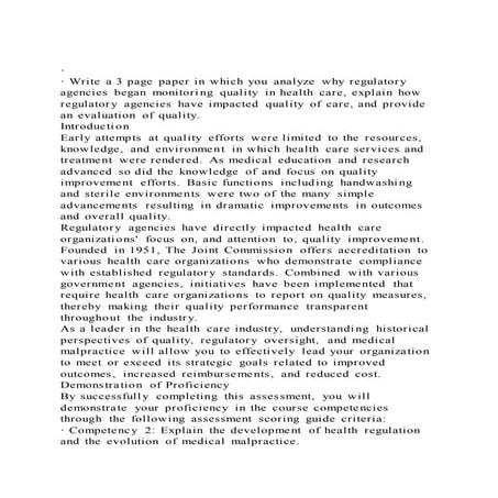 · · Write a 3 page paper in which you analyze why regulatory age