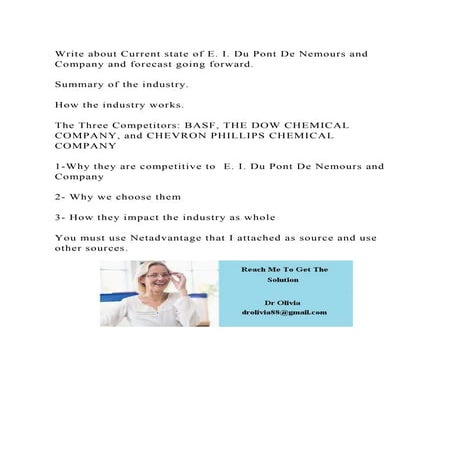 Write about Current state of E. I. Du Pont De Nemours and Company an.docx