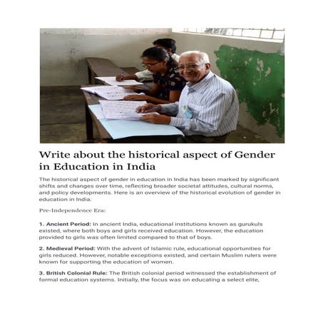 Write about the historical aspect of Gender in Education in India.pdf