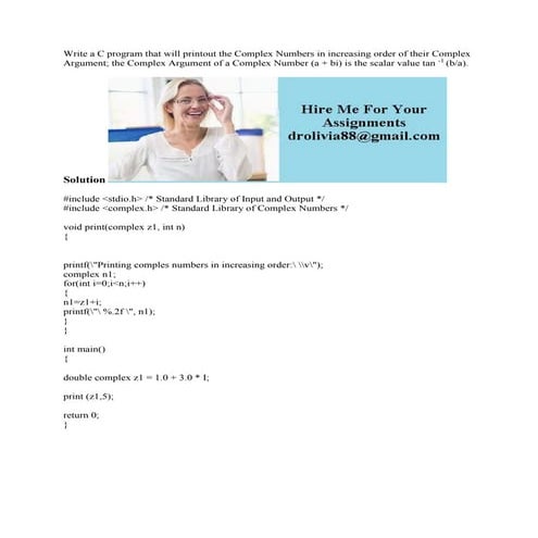 Write a C program that will printout the Complex Numbers in increasing.docx