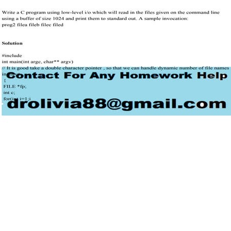 Write a C program using low-level io which will read in the files g.pdf