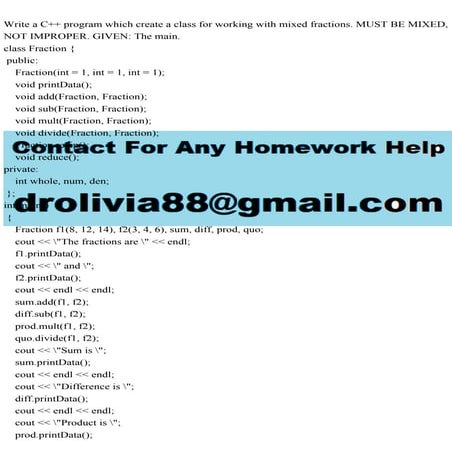 Write a C++ program which create a class for working with mixed frac.pdf