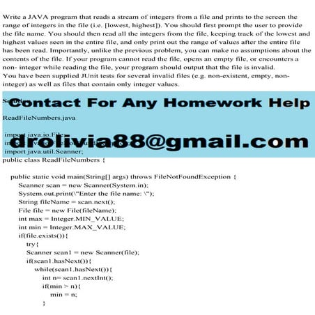 Write a JAVA program that reads a stream of integers from a file and.pdf