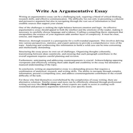 Write An Argumentative Essay | PDF