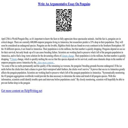 Write An Argumentative Essay On Penguins | PPT