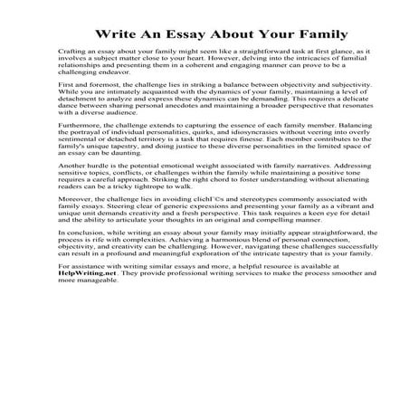 Write An Essay About Your Family. Write an essay about your family - College ...