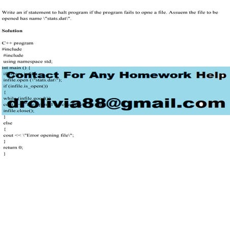 Write an if statement to halt program if the program fails to opne a.pdf