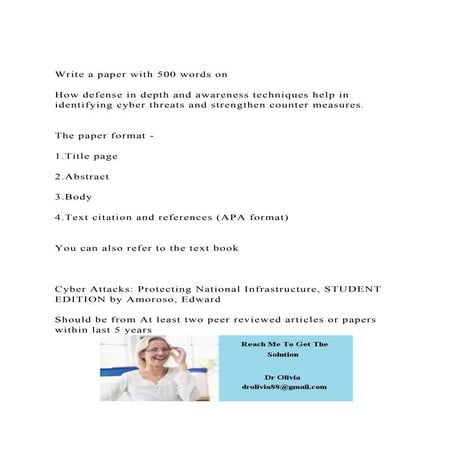 Write a paper with 500 words onHow defense in depth and awar | DOCX