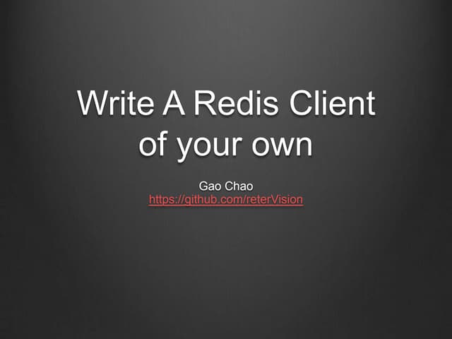 Write a redis client of your own
