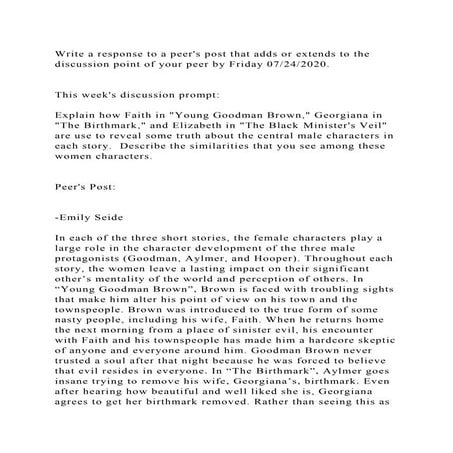 Write a response to a peers post that adds or extends to the discus.docx