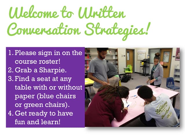 Written Conversation Strategies Workshop NHS October 2014 by Buffy Hamilton and Jennifer Lund