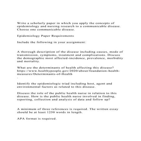 Write a scholarly paper in which you apply the concepts of epide.docx