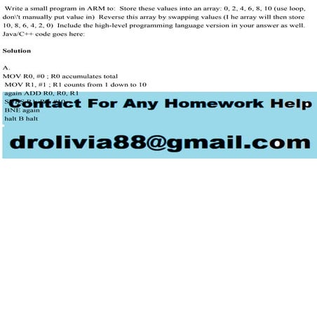 Write a small program in ARM to  Store these values into an array 0.pdf