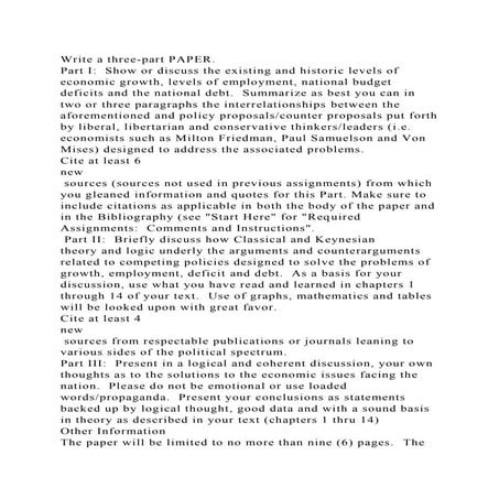 Write a three-part PAPER.  Part I  Show or discuss the existing a.docx