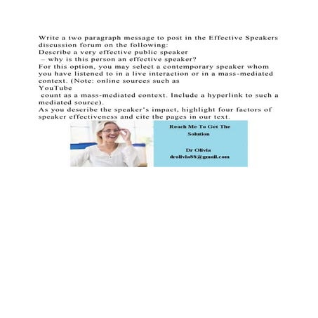 Write a two paragraph message to post in the Effective Speakers disc.docx