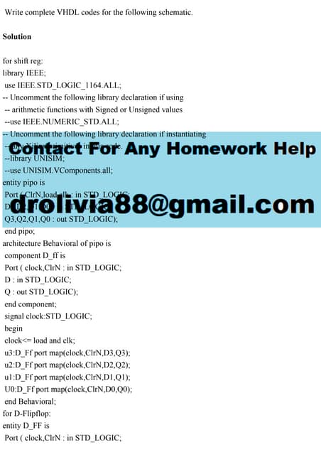 Write complete VHDL codes for the following schematic.  Solution.pdf