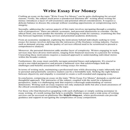 Write Essay For Money