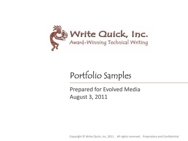 Write quickinc portfoliosamples