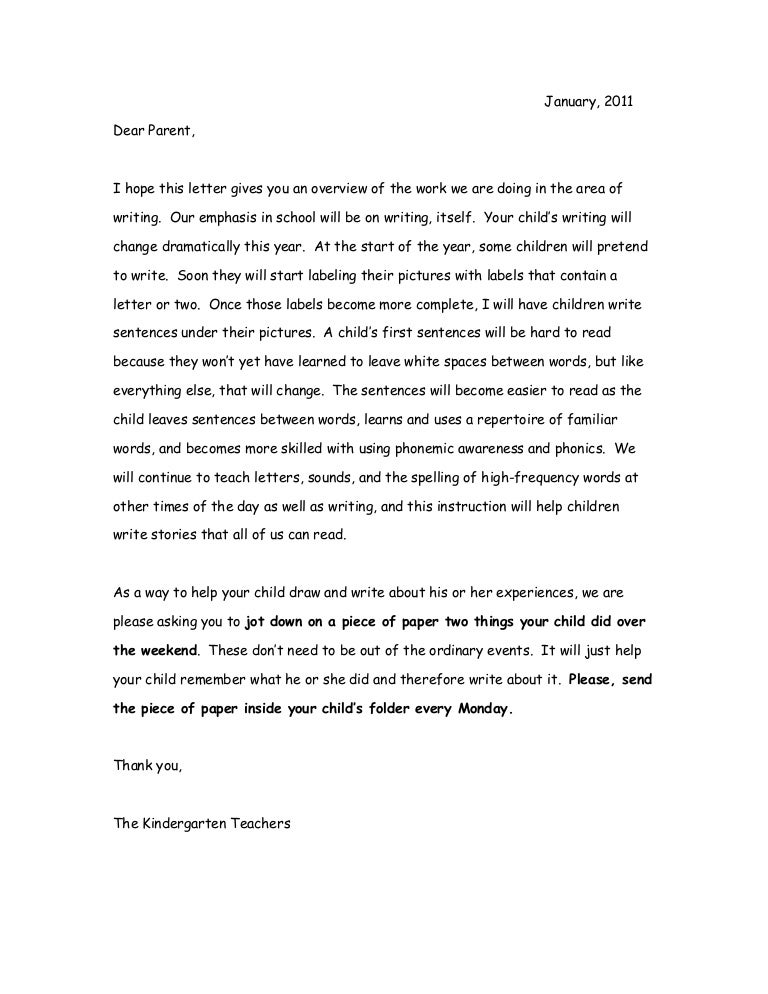 Writer S Workshop Letter To Parents