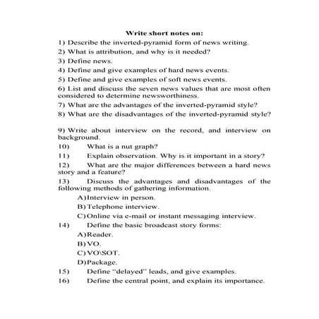 Write short notes on | DOC